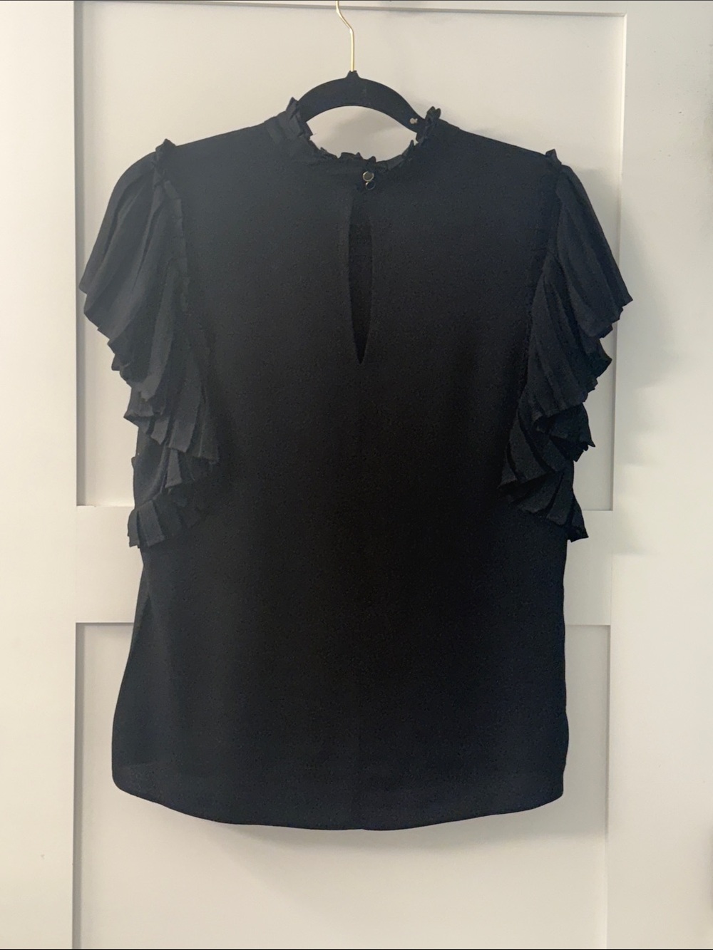 kate spade black ruffle-sleeve mock neck blouse - Picture 10 of 12